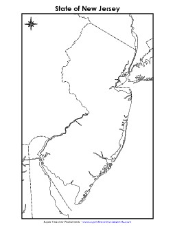 New Jersey Map (Blank) State Maps Worksheet