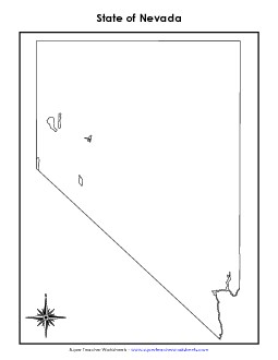 Nevada Map (No Bordering States) State Maps Worksheet