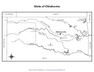 Oklahoma Map (Labeled) State Maps Worksheet