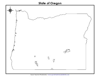 Oregon Map (No Bordering States) State Maps Worksheet