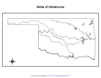 Oklahoma Map (No Bordering States) State Maps Worksheet