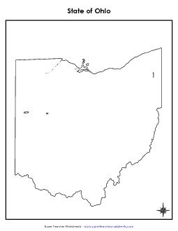 Ohio Map (No Bordering States) State Maps Worksheet