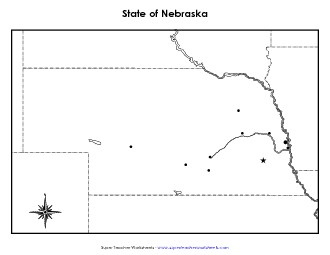 Nebraska Map (Blank Cities) State Maps Worksheet