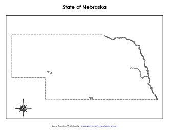 Nebraska Map (No Bordering States) State Maps Worksheet