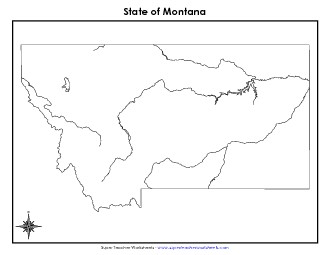 Montana Map (No Bordering States) State Maps Worksheet