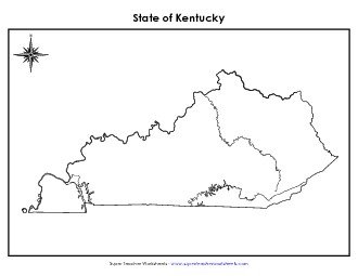 Kentucky Map (No Bordering States) State Maps Worksheet