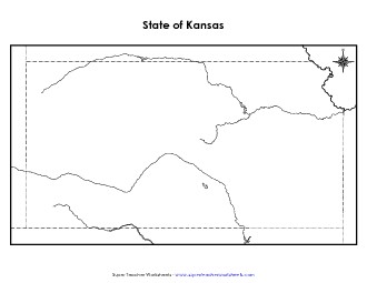 Kansas Map (Blank) State Maps Worksheet