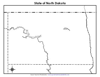 North Dakota Map (Blank) State Maps Worksheet