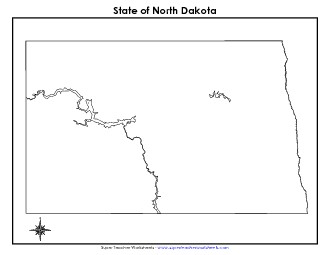 North Dakota Map (No Bordering States) State Maps Worksheet