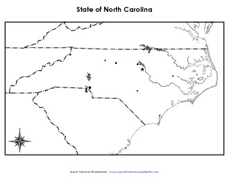 North Carolina Map (Blank Cities) State Maps Worksheet