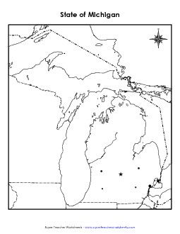 Michigan Map (Blank Cities) State Maps Worksheet