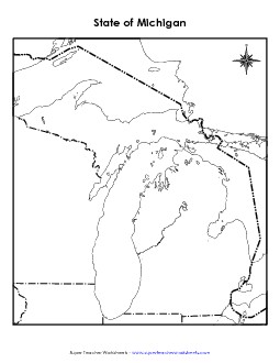 Michigan Map (Blank) State Maps Worksheet