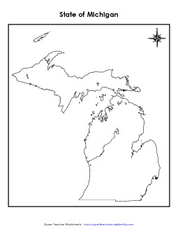 Michigan Map (No Bordering States) State Maps Worksheet