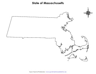 Massachusetts Map (No Bordering States) State Maps Worksheet