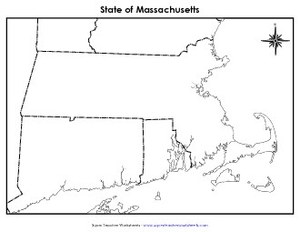 Massachusetts Map (Blank) State Maps Worksheet