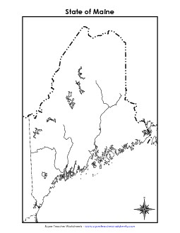 Maine Map (Blank) Free State Maps Worksheet