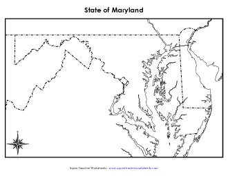 Maryland Map (Blank) Free State Maps Worksheet