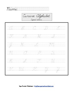 Capital Cursive Alphabet Worksheet