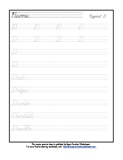 Uppercase cursive D Worksheet