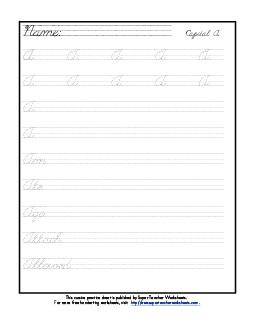 Uppercase  cursive A Free Worksheet