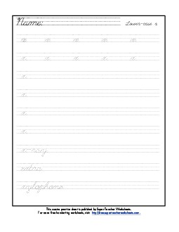 Lowercase cursive x Worksheet