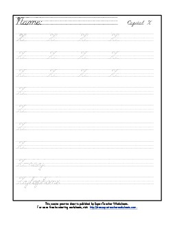 Uppercase cursive X Worksheet