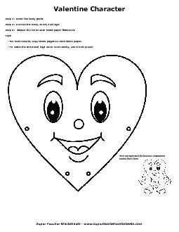 Make a Valentine Guy Free Cut Outs Worksheet