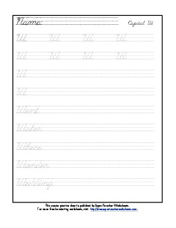 Uppercase cursive W Worksheet