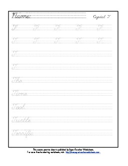 Uppercase cursive T Worksheet