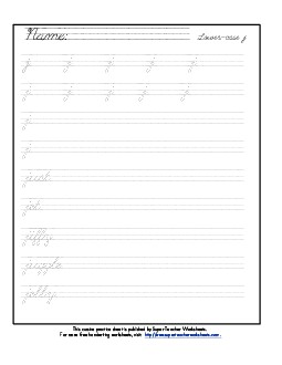 Lowercase cursive j Worksheet