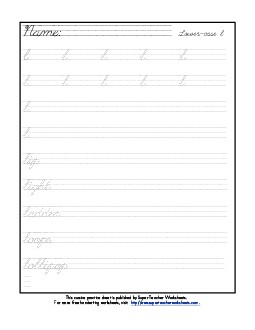 Lowercase cursive l Worksheet