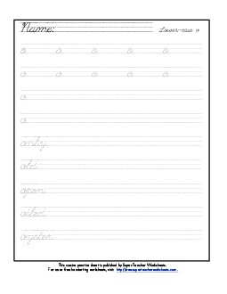 Lowercase cursive o Worksheet