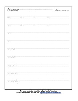 Lowercase cursive n Worksheet