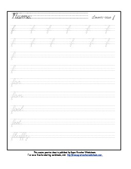 Lowercase cursive f Worksheet