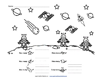 Space Creature Scene - Counting Worksheet