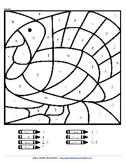 Color-by-Number - Turkey Counting Worksheet