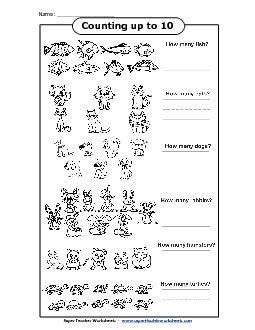 Counting Pets (Up to 10) Worksheet