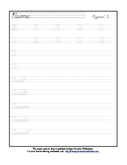 Uppercase cursive Q Worksheet