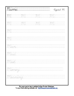 Uppercase cursive M Worksheet