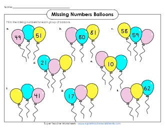 Balloon Counting (2-Digit) Free Worksheet