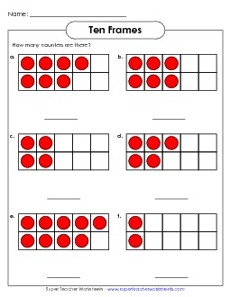 Ten-Frame Counting Ten Frames Worksheet