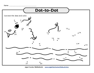 Sea Monster Dot-to-Dot Counting Worksheet