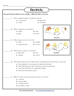 Current Electricity - Multiple Choice Worksheet