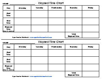 Blank Elapsed Time Chart Worksheet