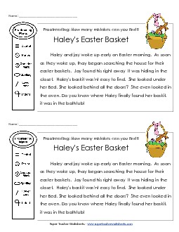 Proofreading:  Haley\'s Basket Editing Worksheet