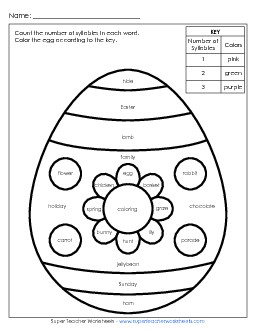 Syllable Egg Free Easter Worksheet