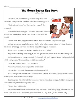 Great Egg Hunt (Fiction) Reading Comprehension Worksheet