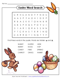 Easter Word Search (Primary) Holiday Worksheet