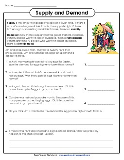 Supply and Demand Economics Worksheet