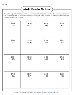 Addition Puzzle: Earth Day Free Worksheet